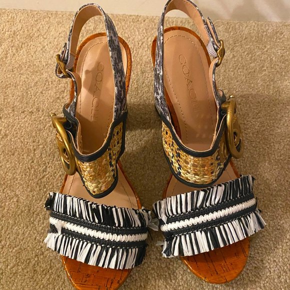 Coach Robin Raffia Heel Sandals - Picture 1 of 2